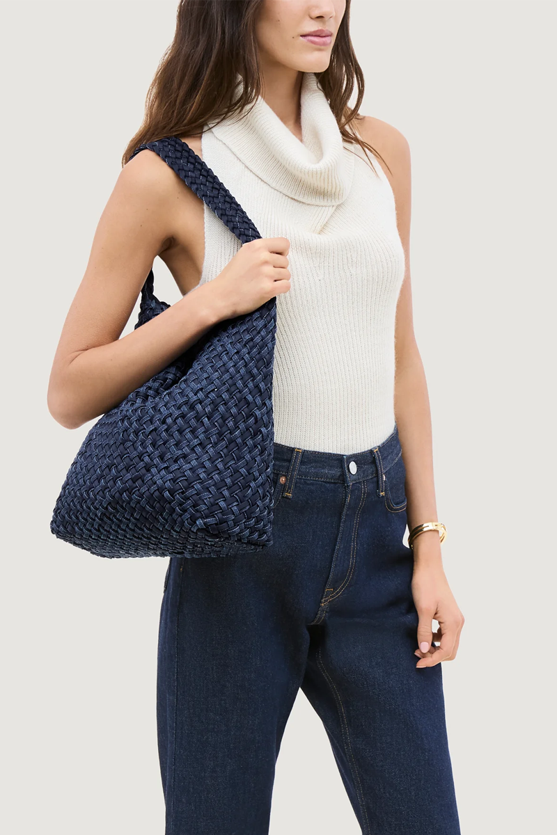 Nomad Medium Hobo Double Weave Denim - Naghedi