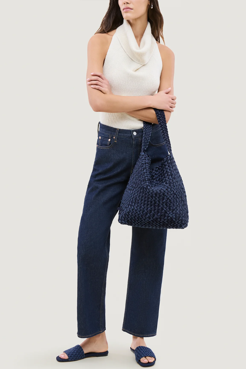 Nomad Medium Hobo Double Weave Denim - Naghedi