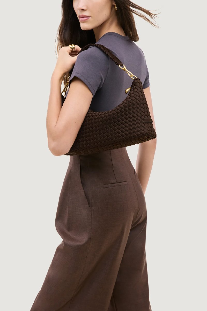 Porto Half-Moon Small Hobo in Chocolate - Naghedi