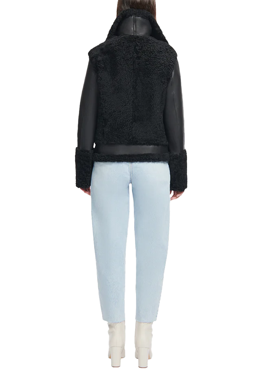 Soul Jet Curly Shearling Moto Jacket