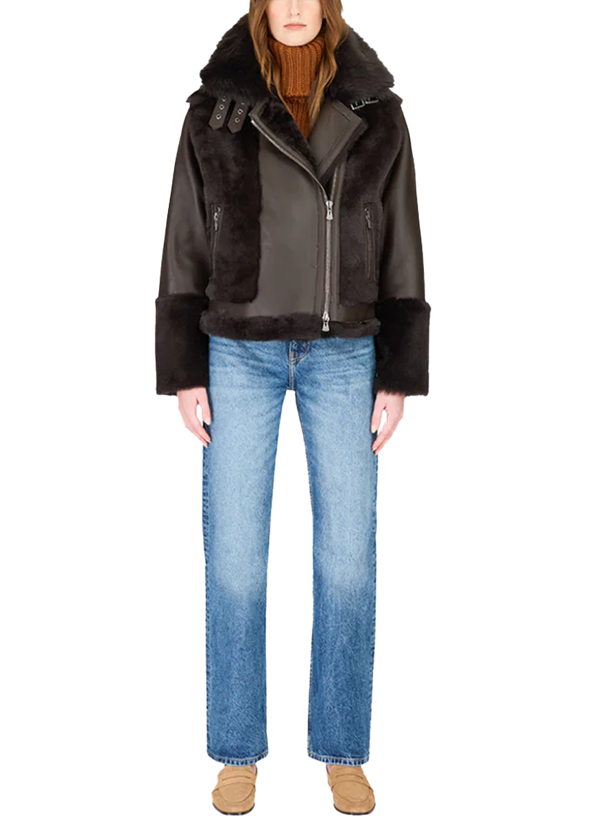 Soul Chocolate Shearling Moto Jacket
