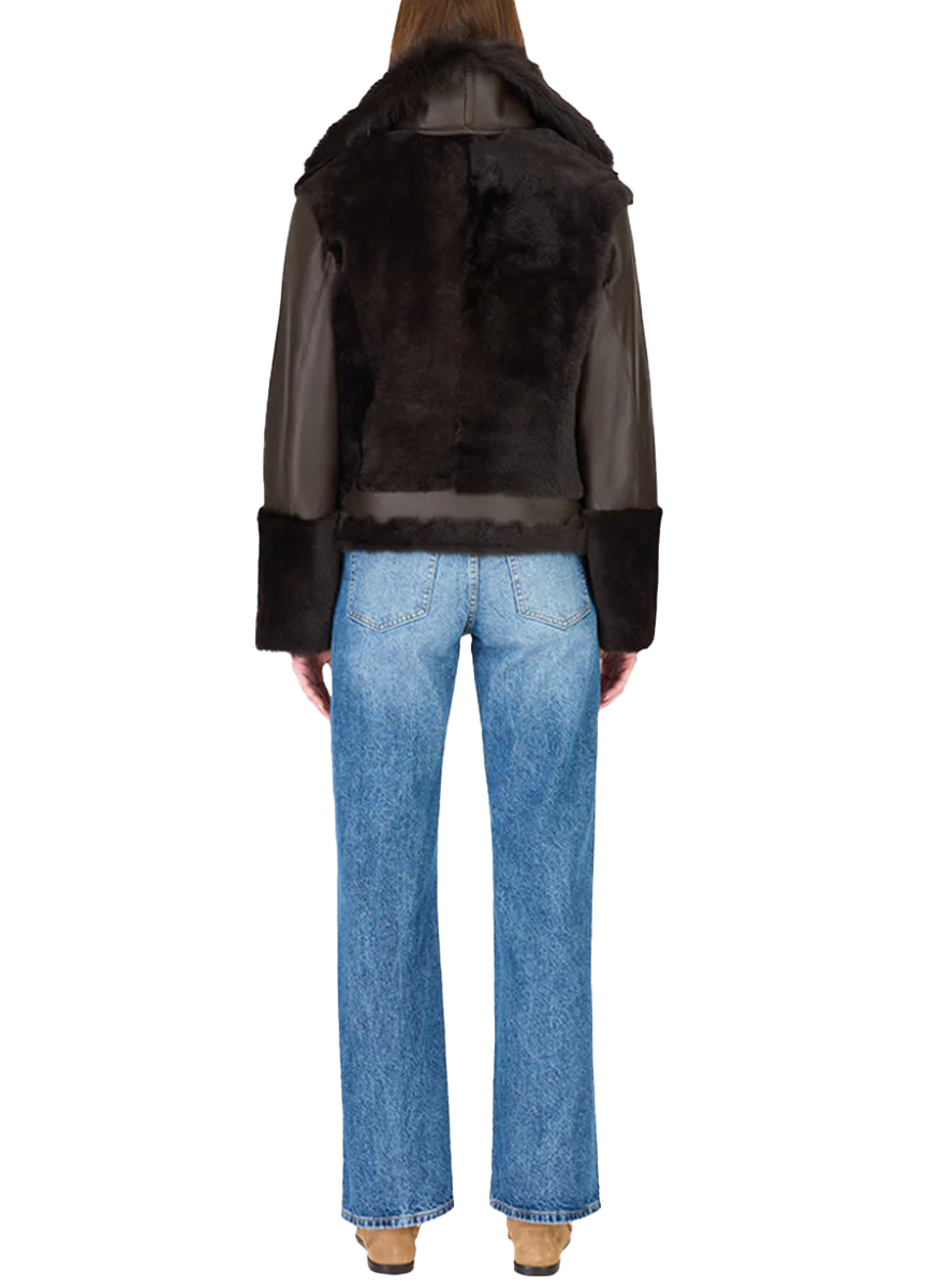 Soul Chocolate Shearling Moto Jacket