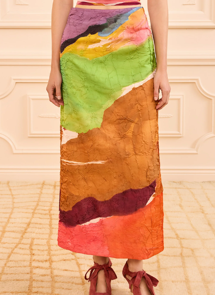 Inez Satin Pencil Skirt