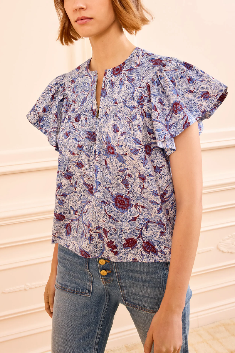 Perline Short Sleeve Cotton Blouse - Ulla Johnson