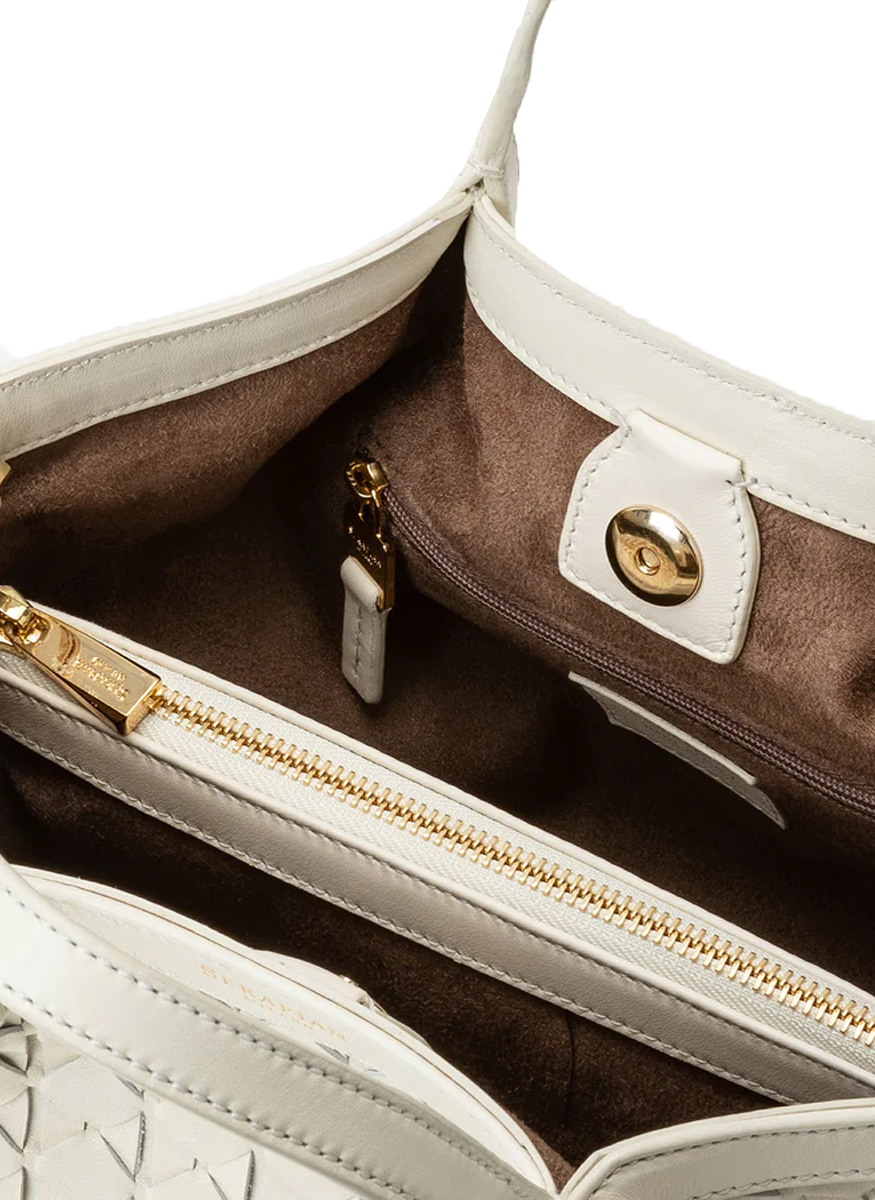 Mini Secret Tote in Mosaico Off White - Serapian
