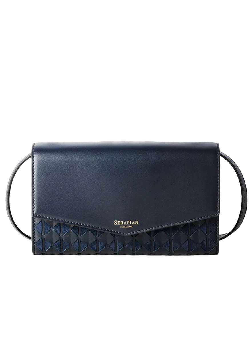 Pochette Mosaico Crossbody with Mirror and Strap in Midnight