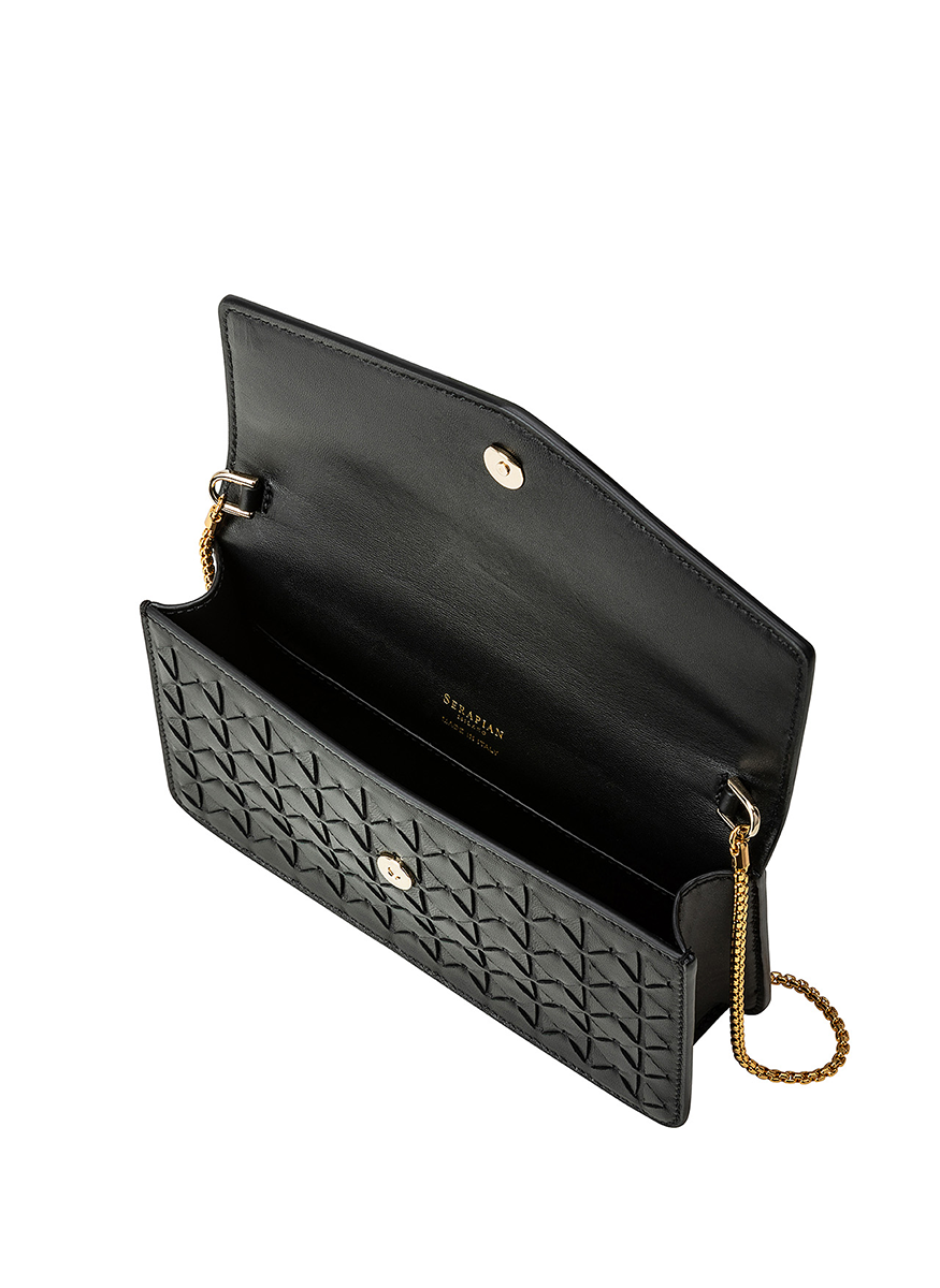 Pochette Mosaico with Chain Bag in Black - Serapian
