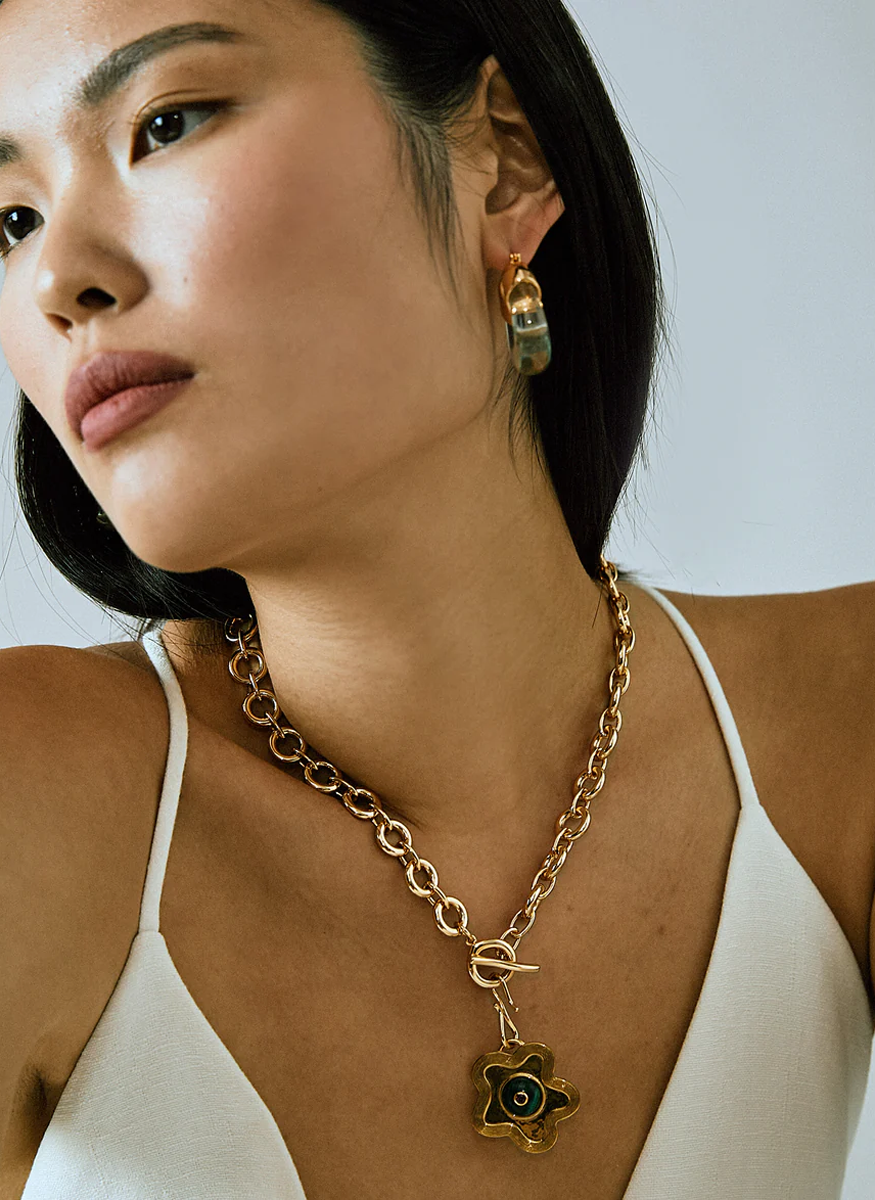 Organic Hoops in Agua - Lizzie Fortunato