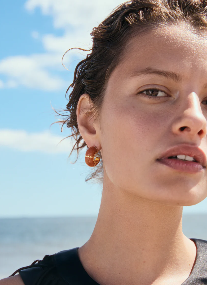 Zellige Hoops in Peach Aventurine - Lizzie Fortunato