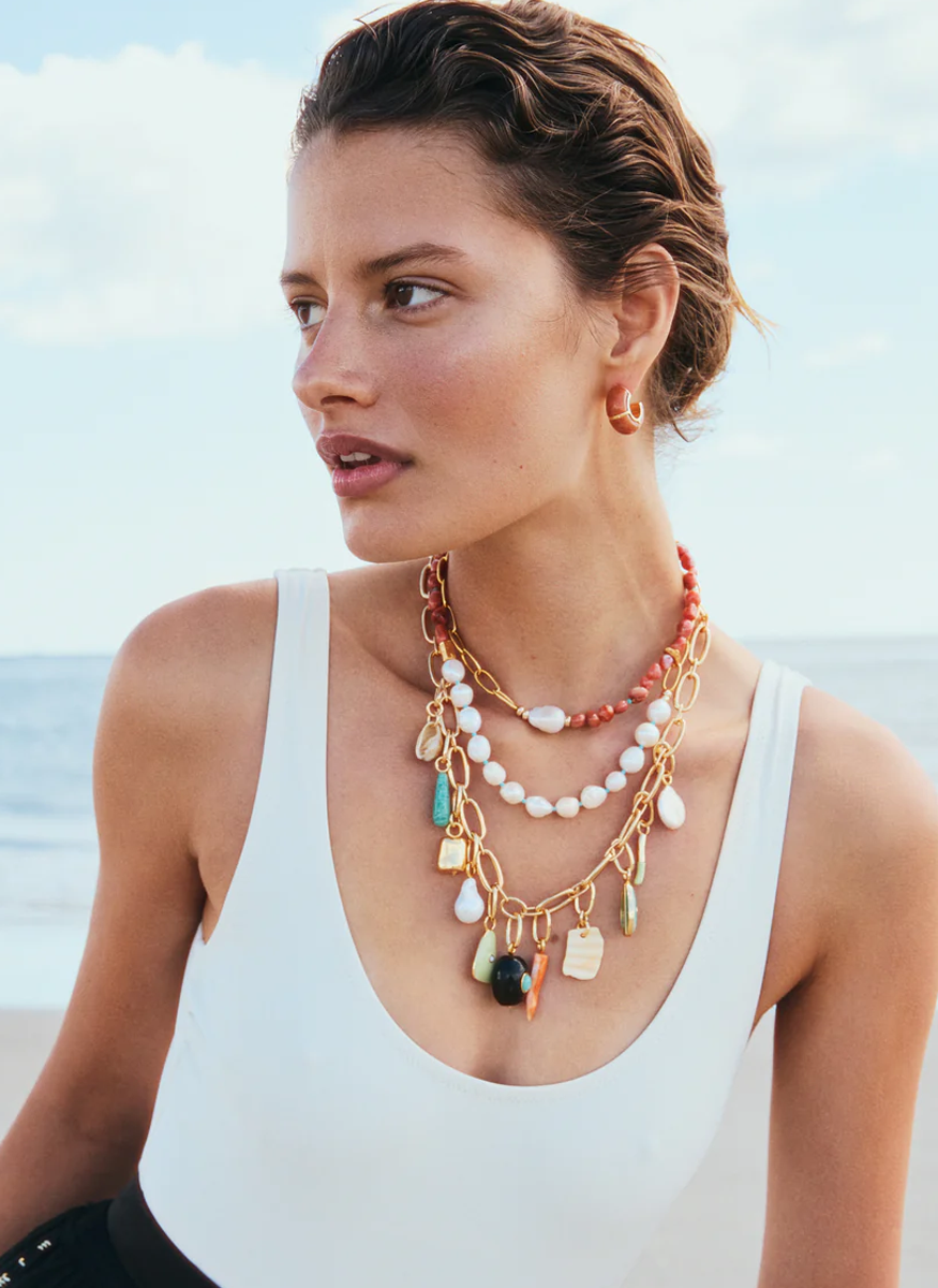 Zellige Hoops in Peach Aventurine