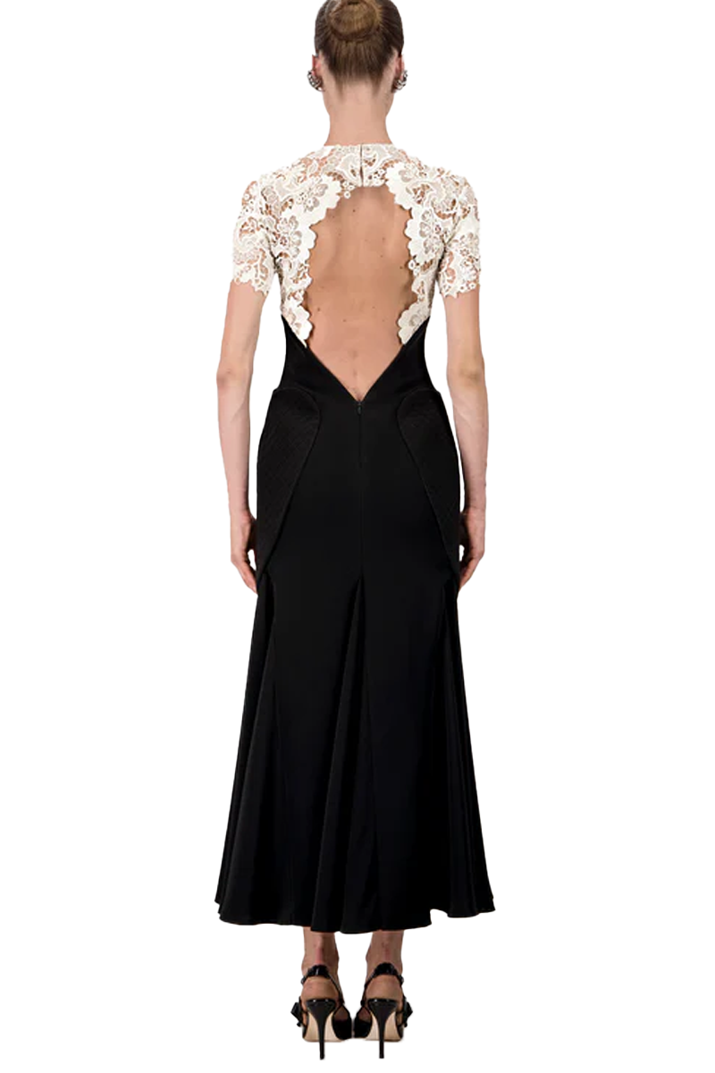 Lace and Crepe Midi Dress - Georges Hobeika