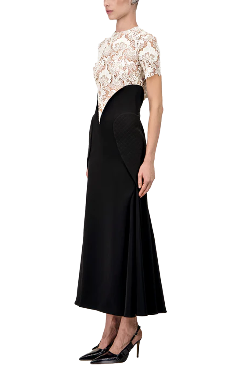 Lace and Crepe Midi Dress - Georges Hobeika