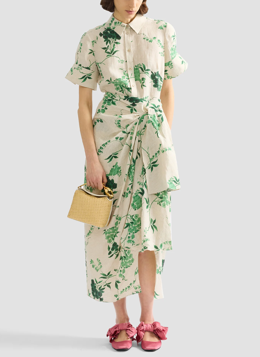 Floral Print Linen Short Sleeve Top