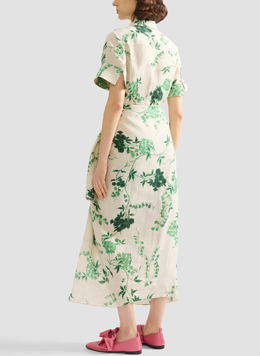 Floral Print Linen Drape Midi Skirt Elizabeth Anthony Floral Print Linen Drape Midi Skirt Elizabeth Anthony