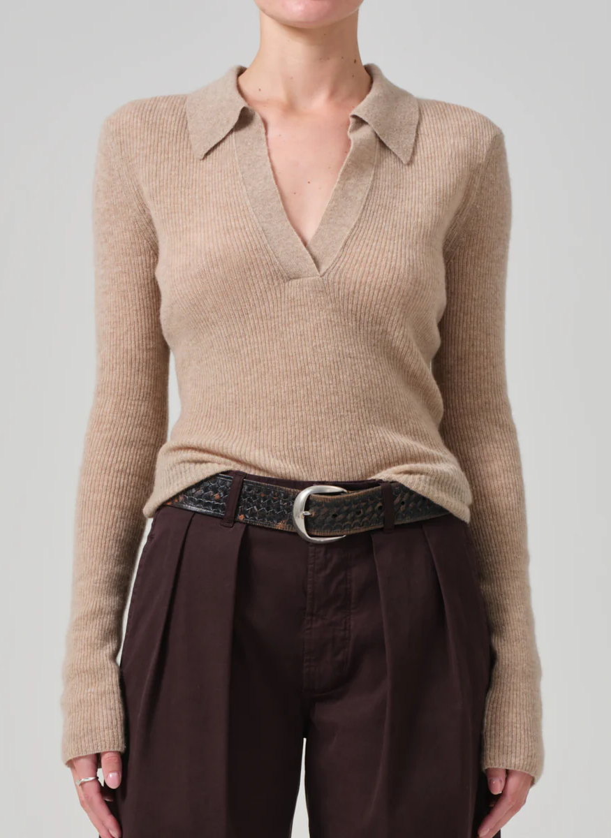 Simone Polo Sweater in Fawn