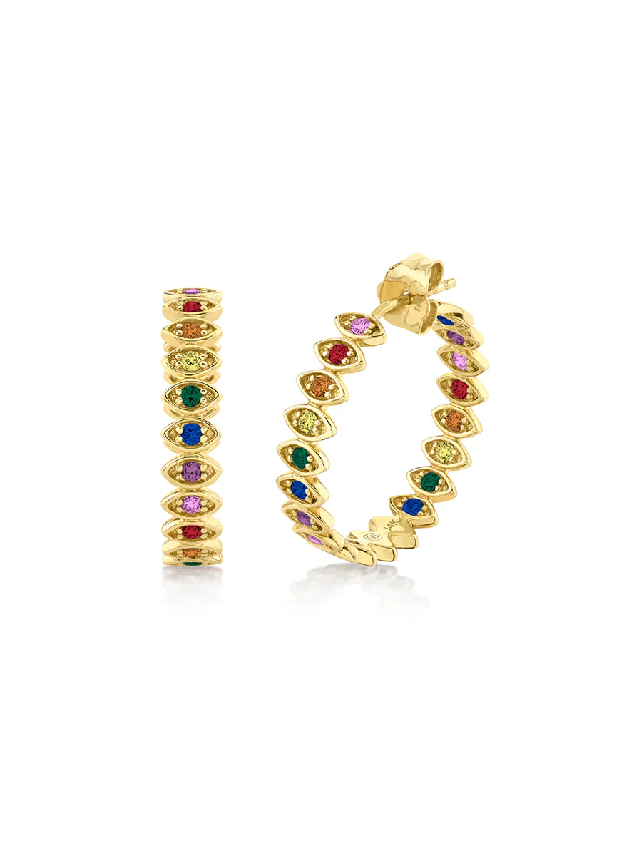 Marquise Multicolor Sapphire Hoops