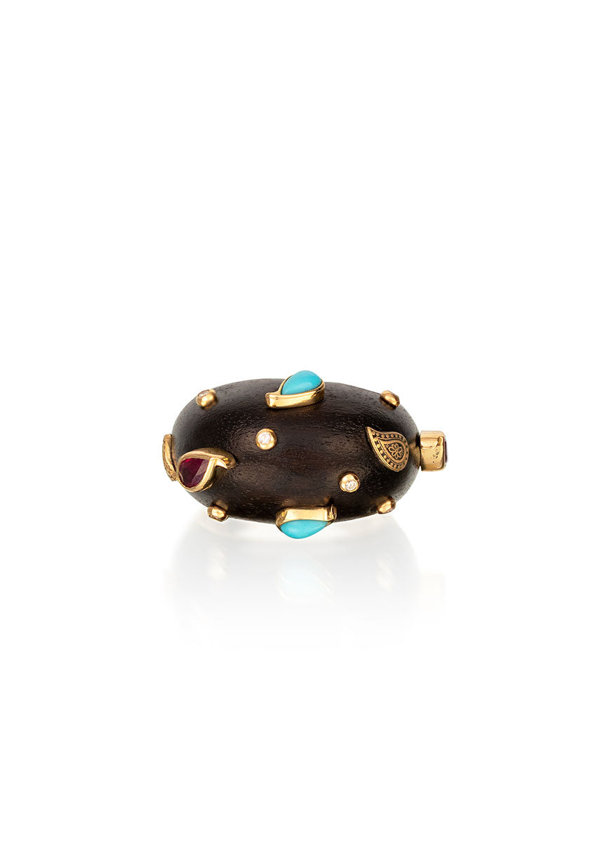 Brauna Wood Bombe Ring