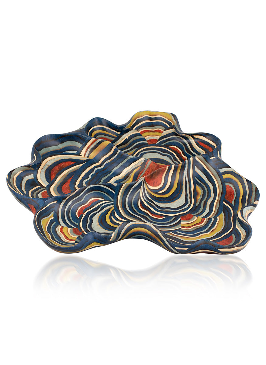 Blue Mushroom Marquetry Centerpiece