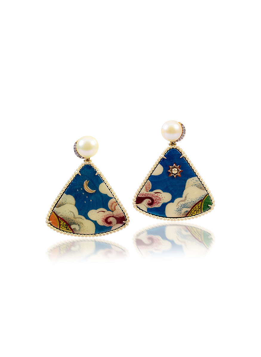 Tibetan Sky Marquetry Earrings