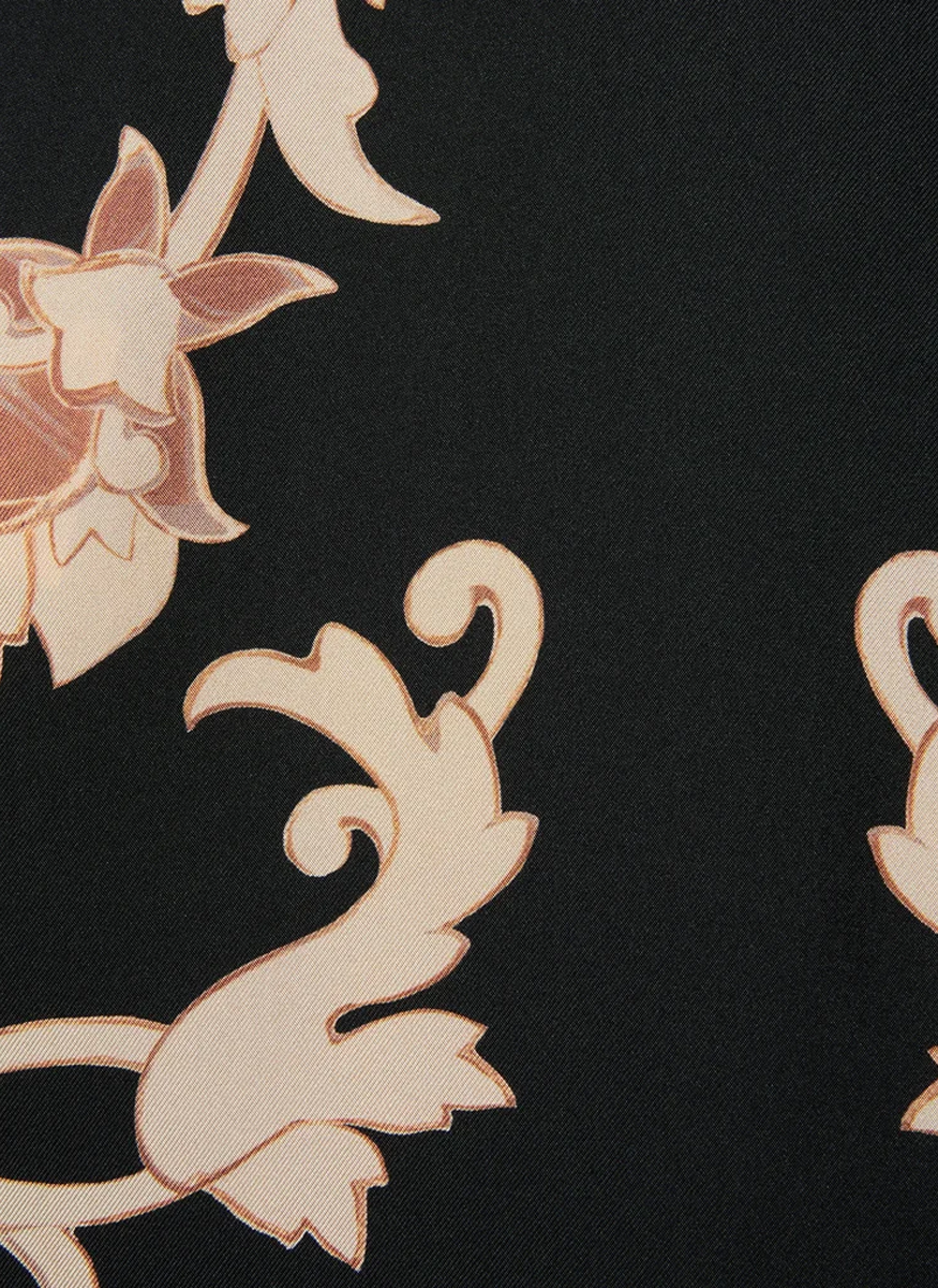 Make An Exit Top Buttercup Black in Silk Twill With Feathers - La DoubleJ