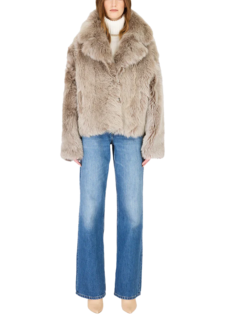 Toska Taupe Brisa Reversible Shearling Jacket