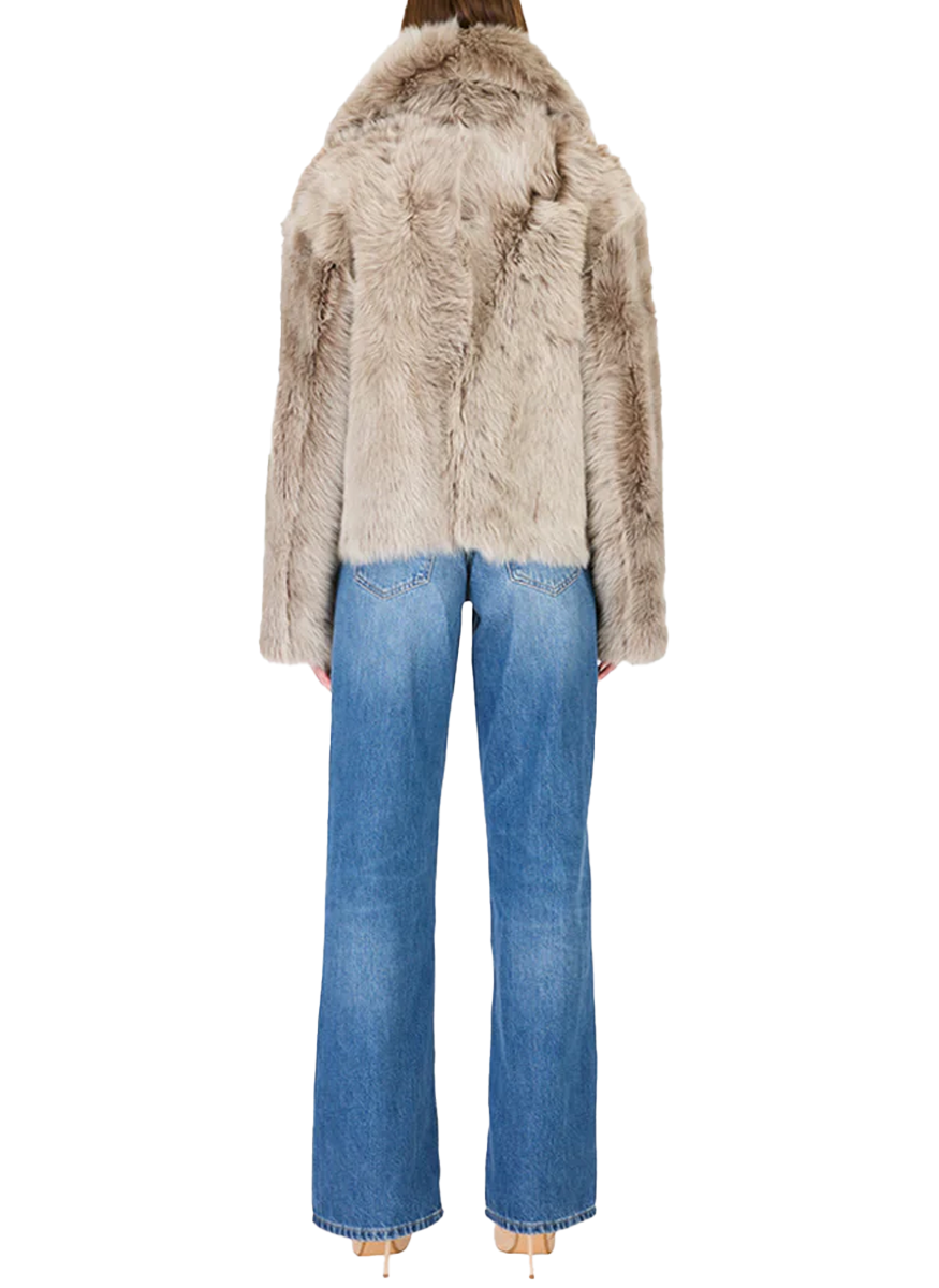 Toska Taupe Brisa Reversible Shearling Jacket - HiSO