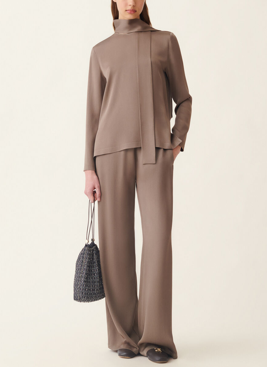 Enver Satin Long Sleeve Top - Fabiana Filippi