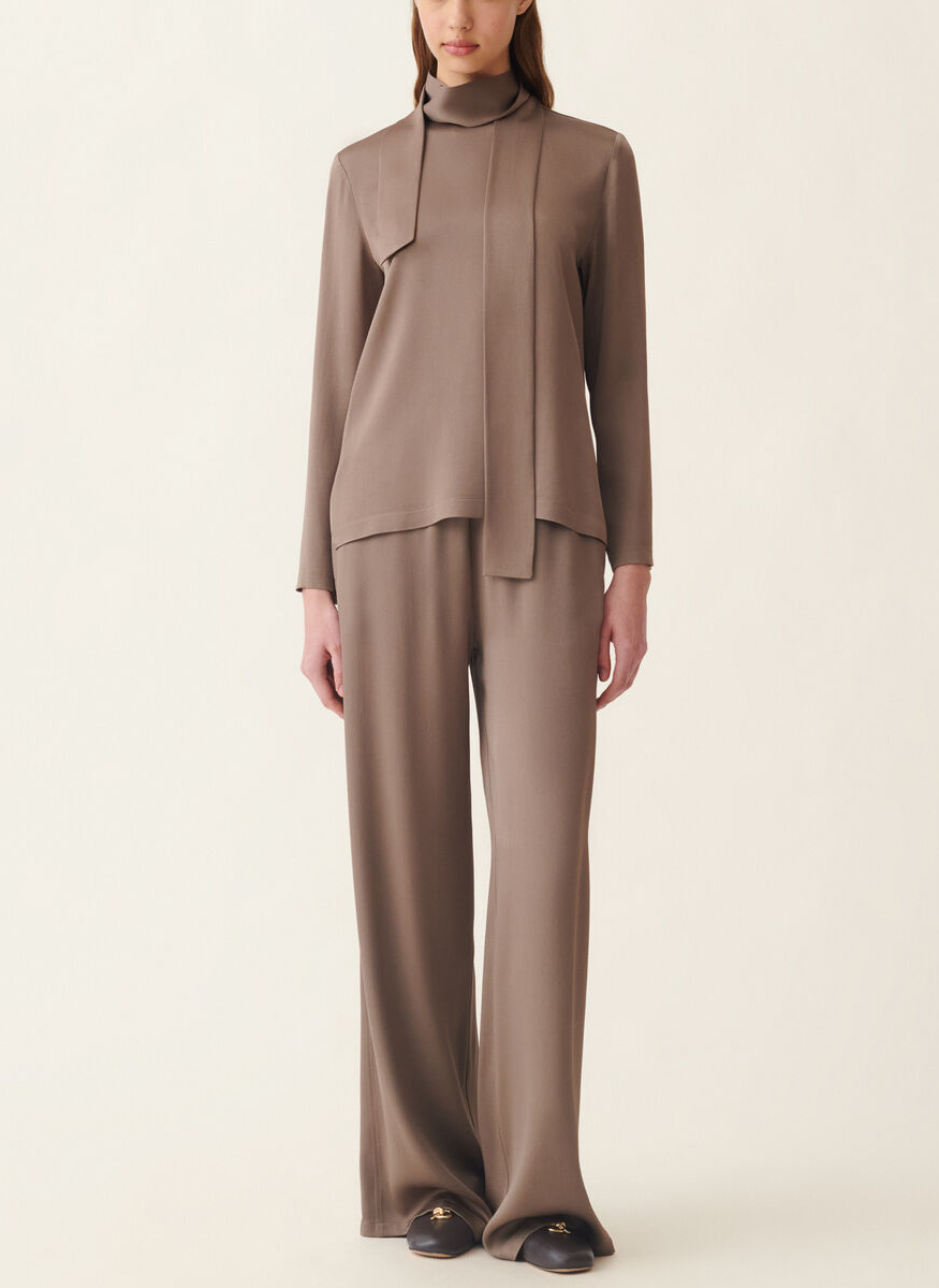 Enver Satin Long Sleeve Top - Fabiana Filippi