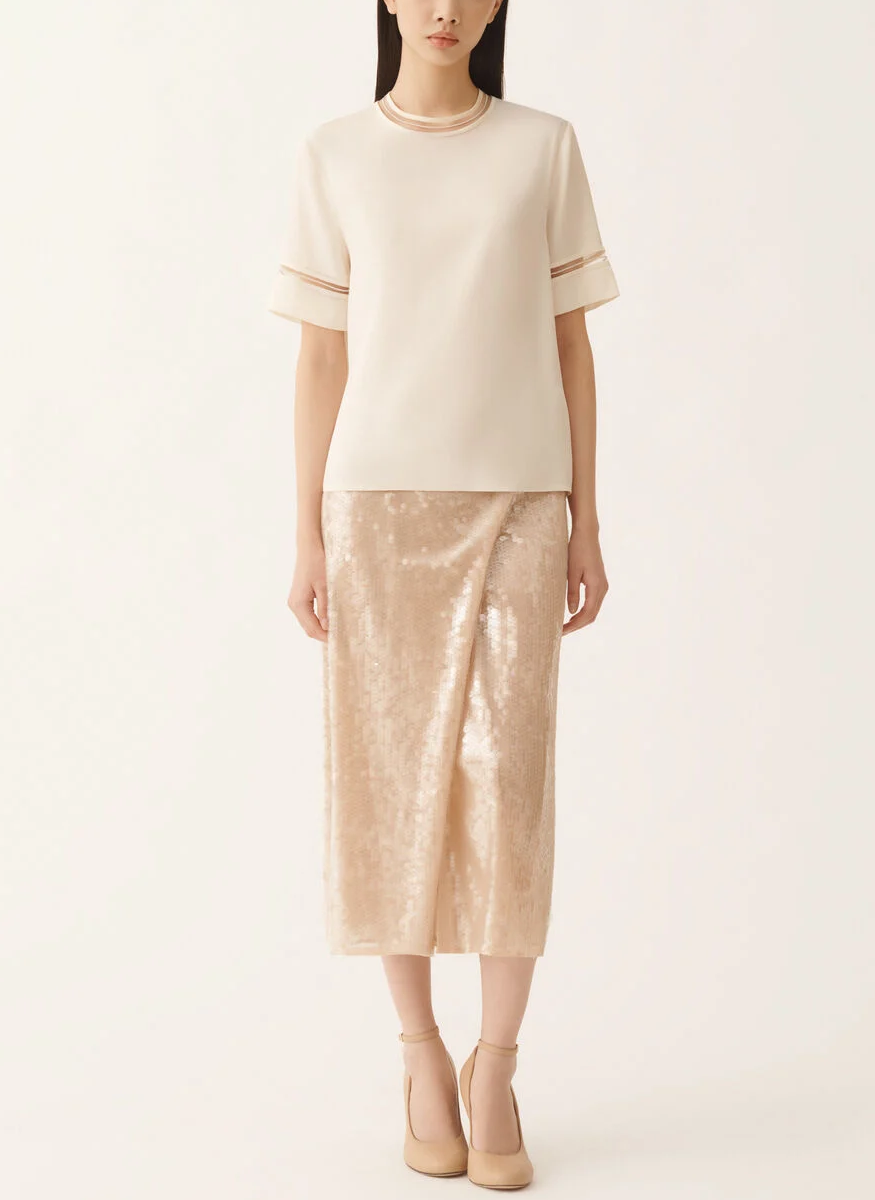 Crepe De Chine Crewneck Top