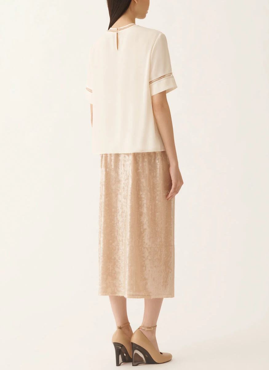 Crepe De Chine Crewneck Top - Fabiana Filippi