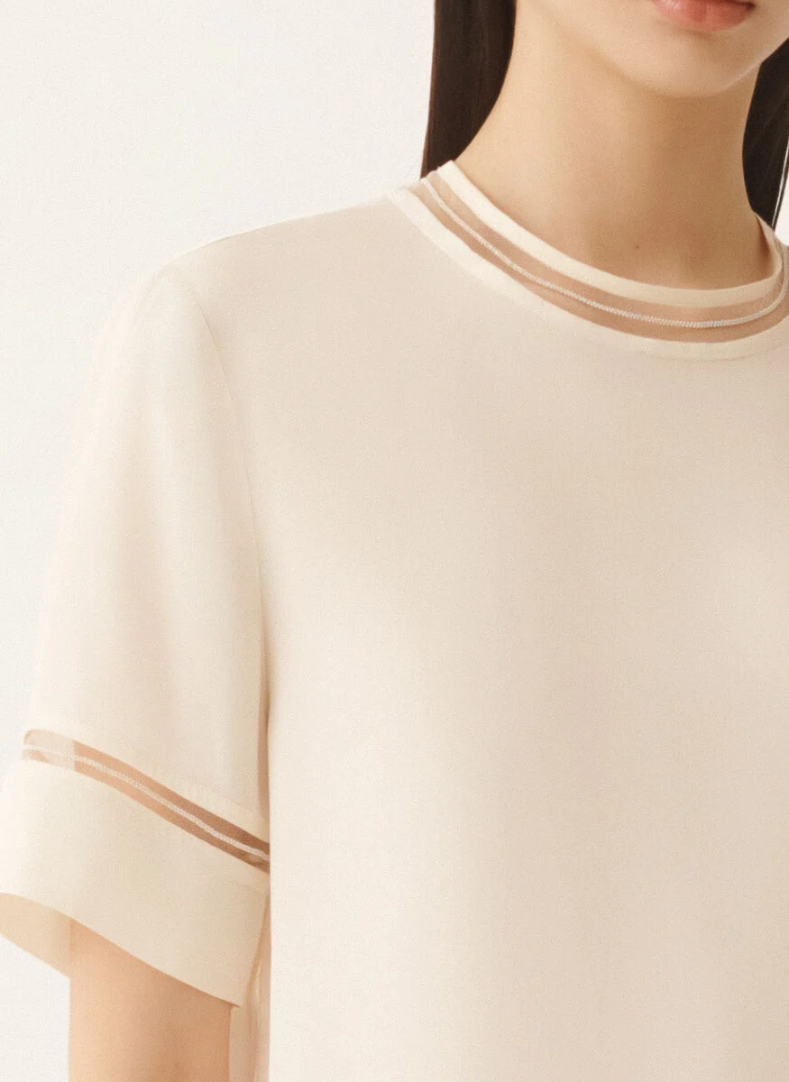 Crepe De Chine Crewneck Top - Fabiana Filippi