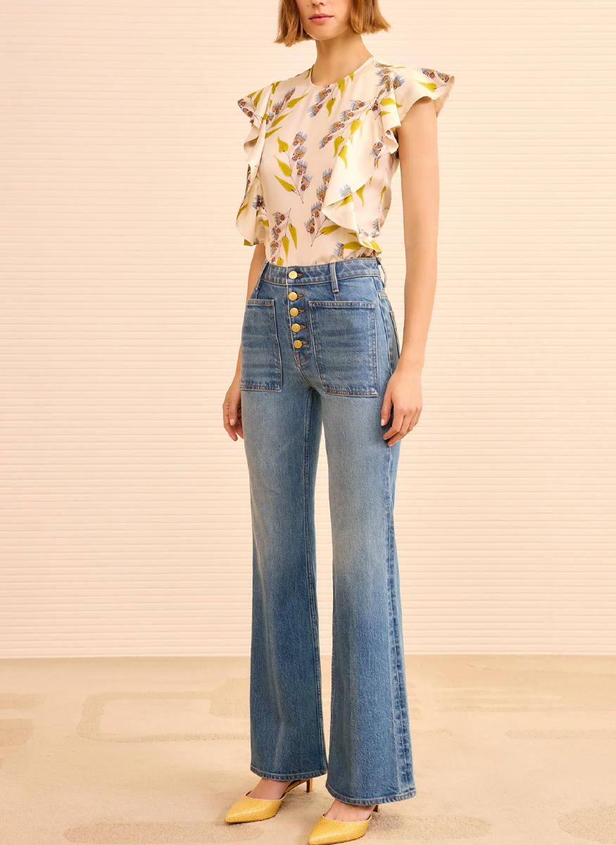 The Stretch Lou Kick Flare Jean in Danube