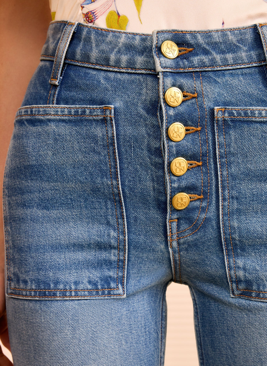 The Stretch Lou Kick Flare Jean in Danube - Ulla Johnson