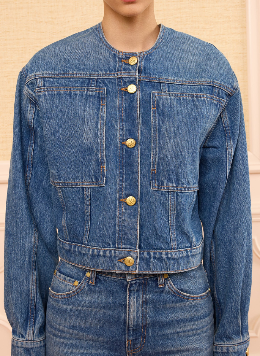 The Briar Collarless Denim Jacket - Ulla Johnson
