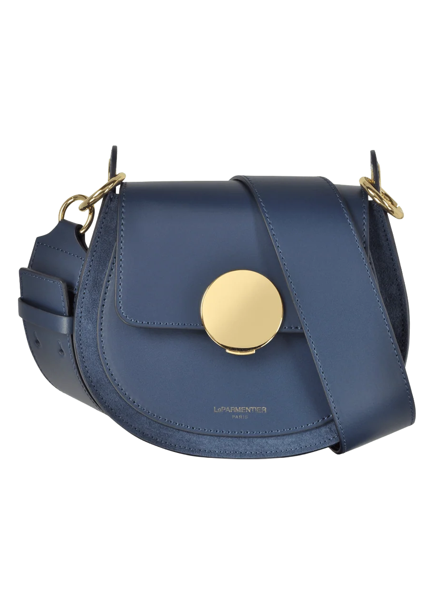 Yucca Suede and Leather Shoulder Bag in Navy - LEPARMENTIER