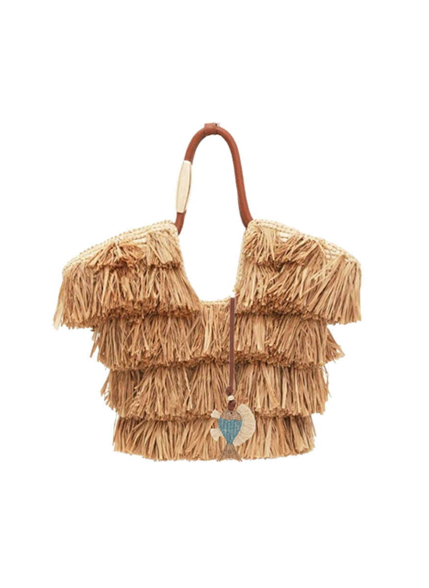 Goldentime Small Fringe Tote with Fish Charm