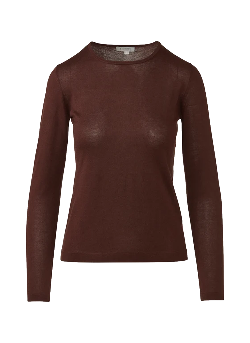 Easy Long Sleeve Crew in Chocolate