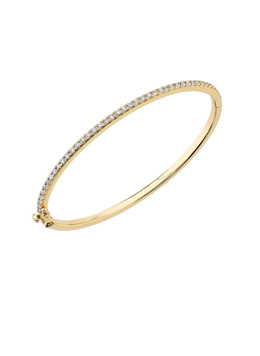 Gold & Diamond Single Row Bangle - Sydney Evan