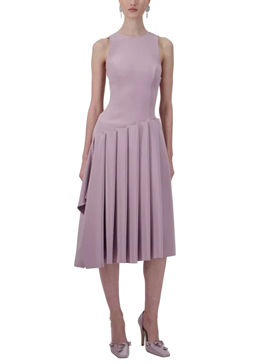 Assymetrical Pleated Midi Dress - Georges Hobeika