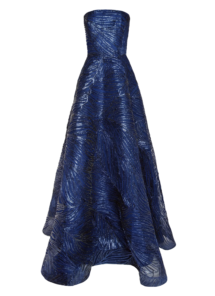 Metallic Raffia Strapless Gown - Naeem Khan