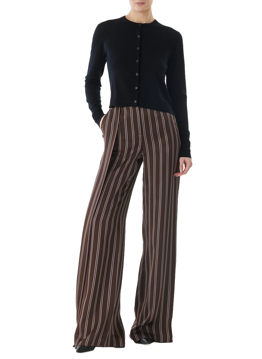 Merino Knit Cardigan with Woven Striped Back - Jason Wu Collection