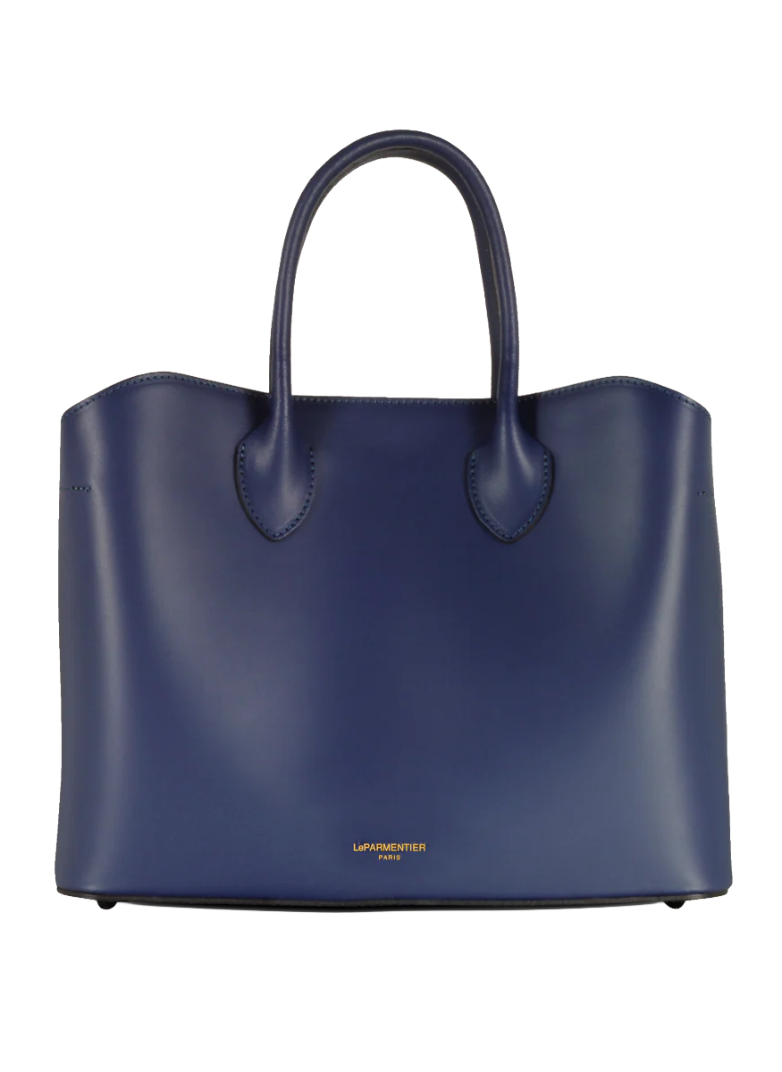 Jackie Leather Tote Bag in Navy - LEPARMENTIER