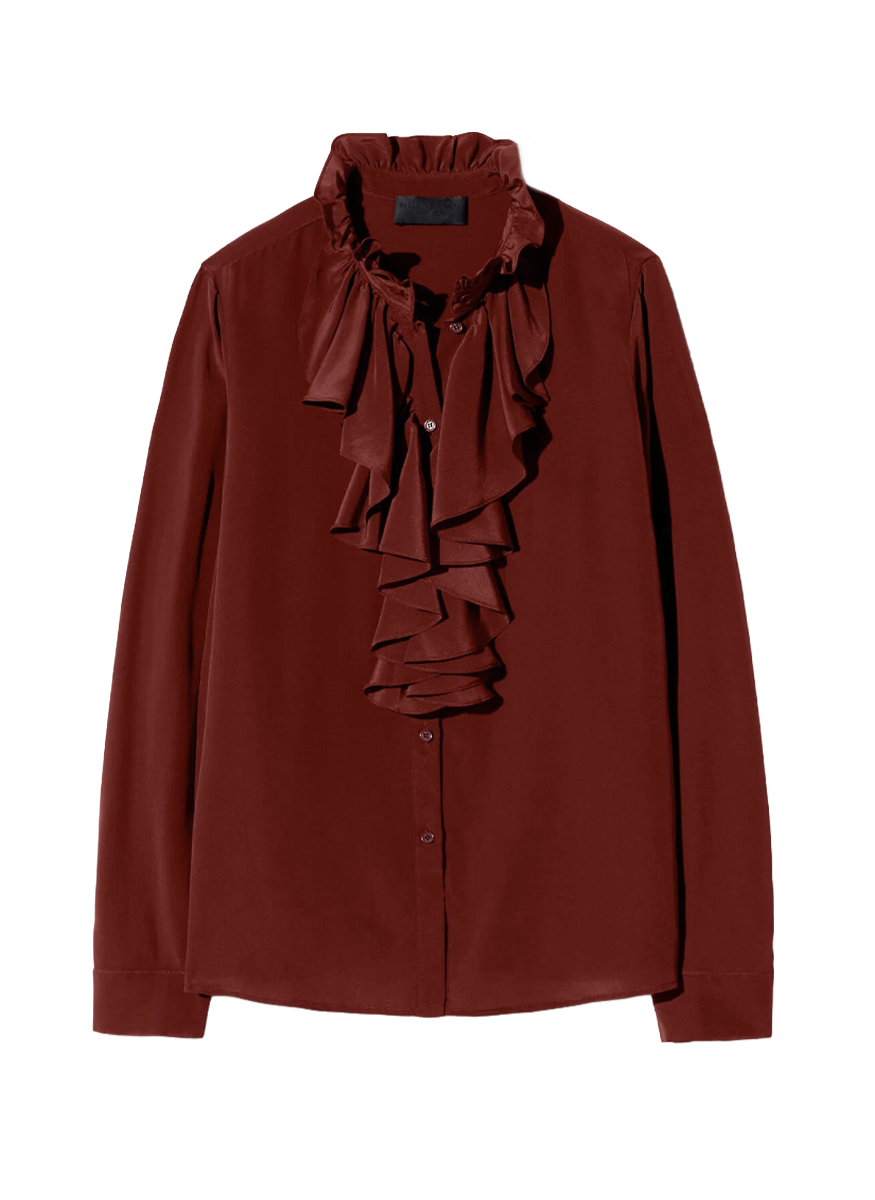 Lily Silk Blouse in Crimson - Nili Lotan