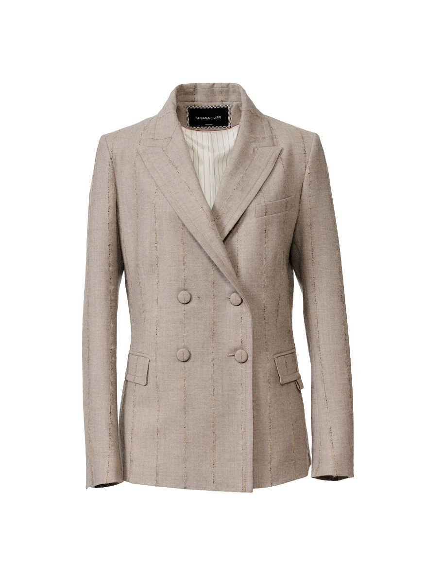 Pinstripe Flannel Double Breasted Jacket - FABIANA CONSIGNMENT