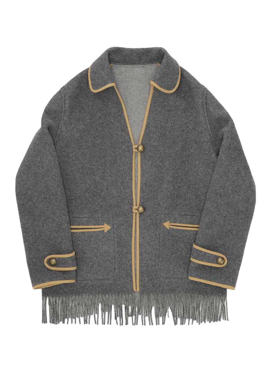 Danika Fringed Wool Coat - Fortela