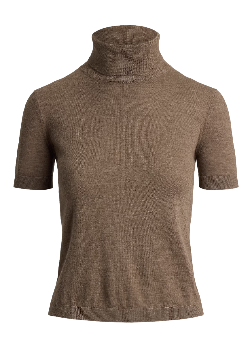 Cashmere Short-Sleeve Turtleneck Sweater