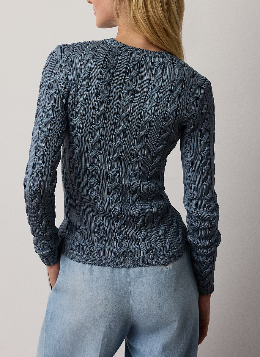 High Shine Cable Long Sleeve Crewneck - Ralph Lauren Collection