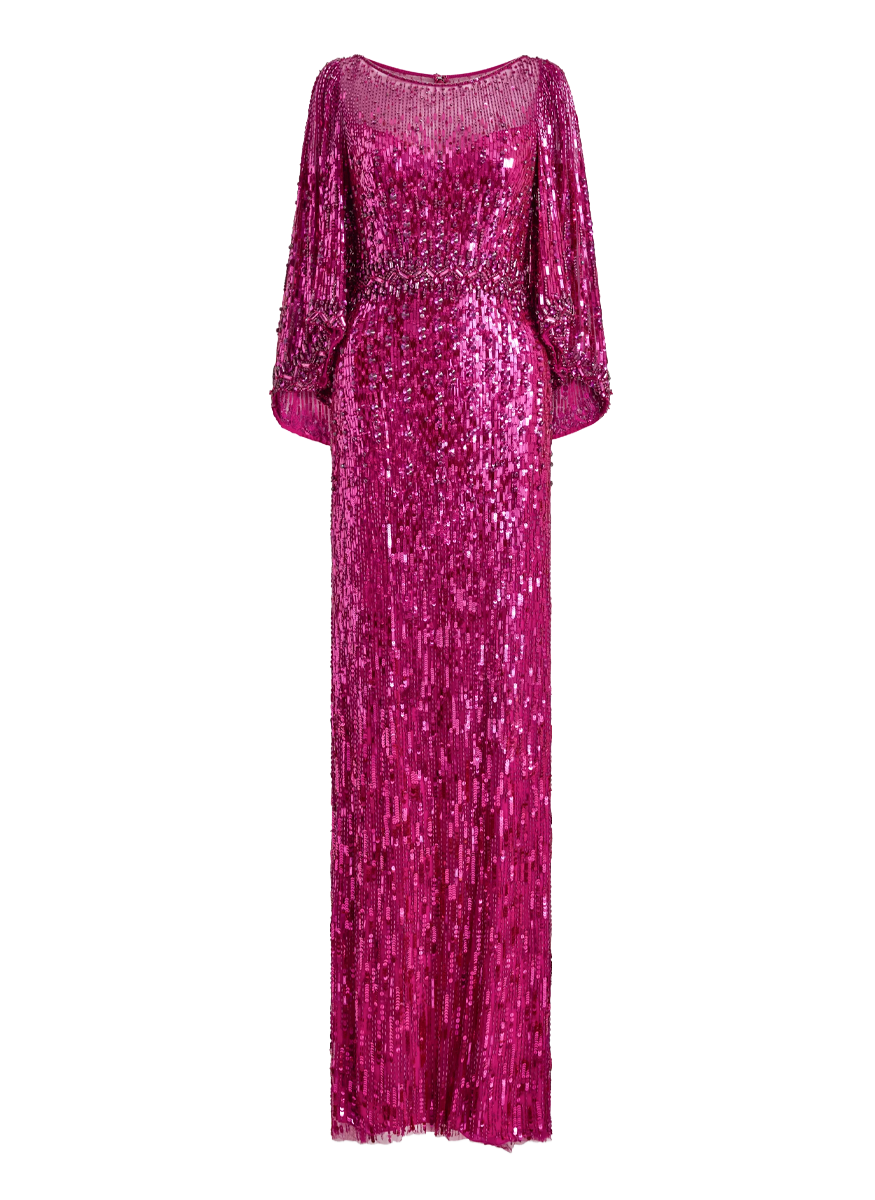 Ines Beaded Gown with Sleeves - Jenny Packham