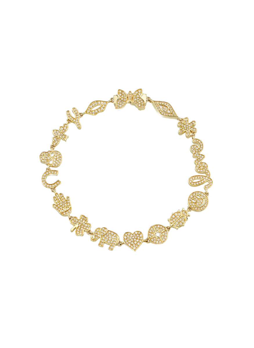 Gold & Diamond Small Multi-Icon Bracelet - Sydney Evan