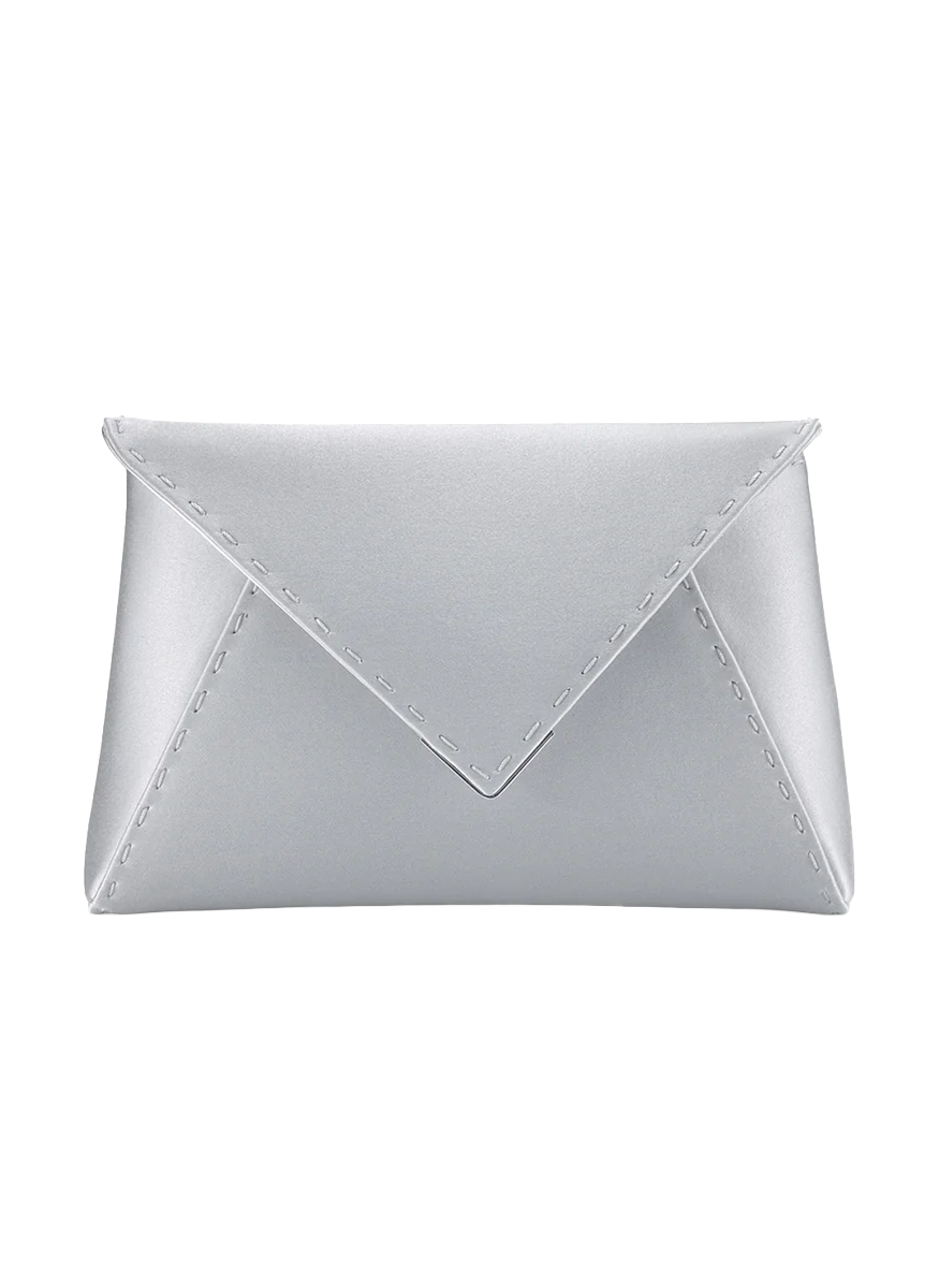 Lee Small Satin Clutch in Platinum - Tyler Ellis